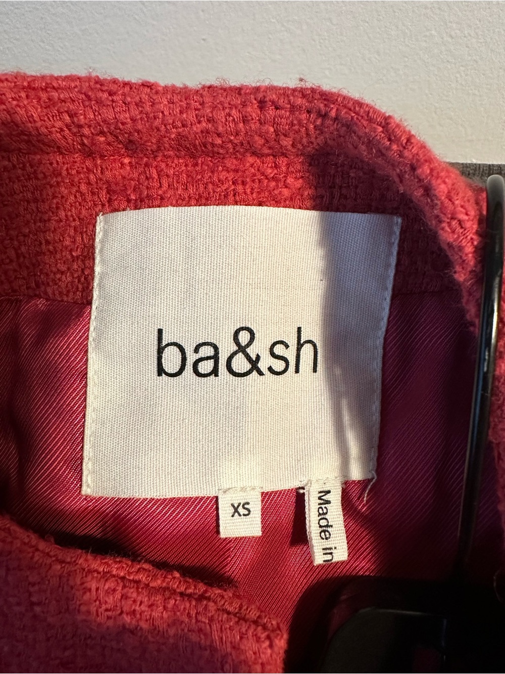 Ba&sh Meredith Raspberry Tweed Cropped Jacket - Picture 3 of 4